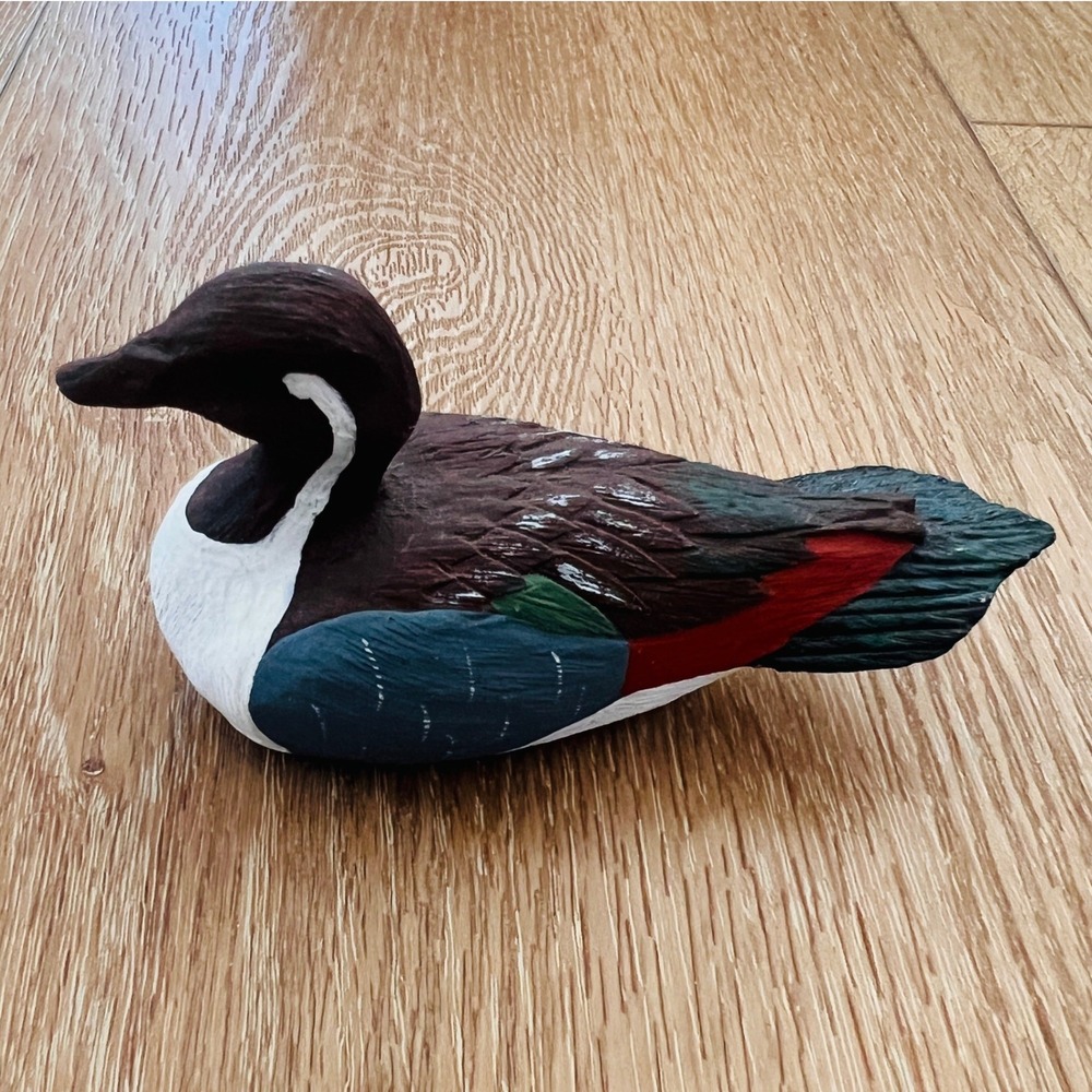 Vintage Hand Carved Wooden Duck Decoy Folk Art Painted Bird Rustic Cabin Decor